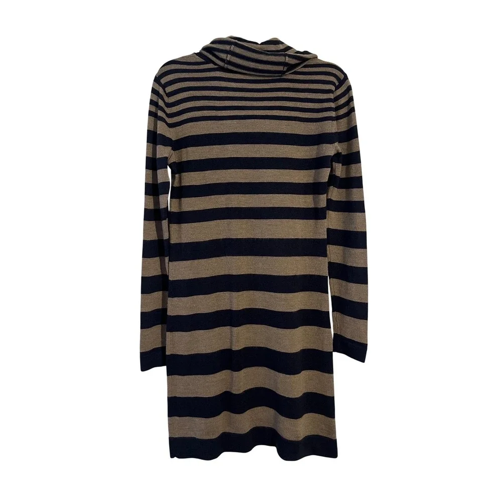Ann Taylor LOFT Merino Wool Blend Striped Cowl Neck‎ Long Sleeve Sweater Dress M